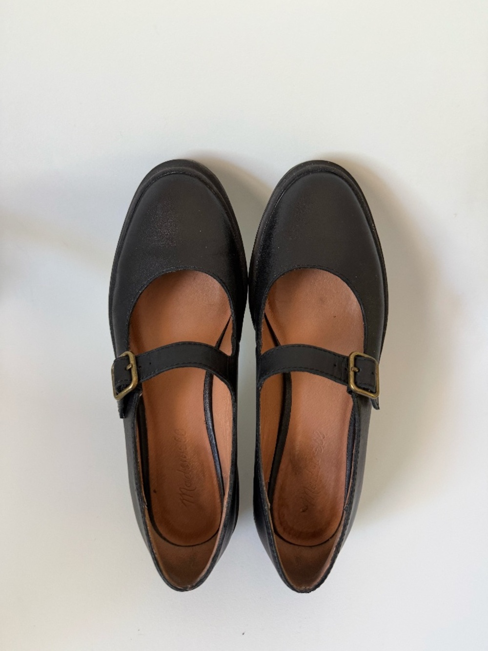 Madewell Black Mary Jane Flats with Brass Buckles